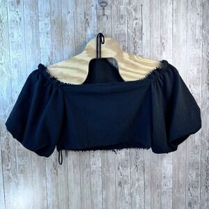 Anthropologie Frida Cropped‎ Top Womens XL Black Off-Shoulder Halter Minimalist